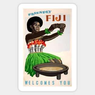 Vintage Travel Poster Friendly Fiji welcomes you Sticker